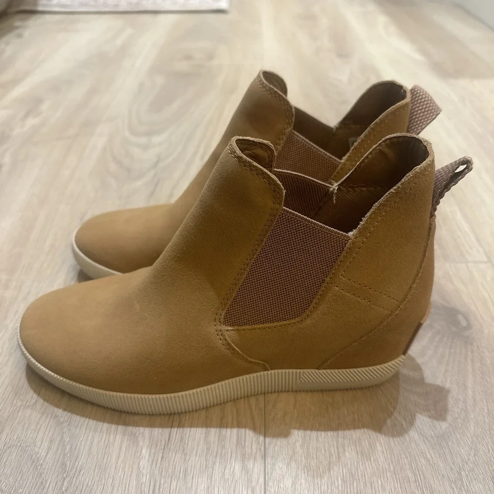 Sorel Out‎ N About Slip-On Wedge II Womens Size 8.5 Brown Waterproof Ankle Boots